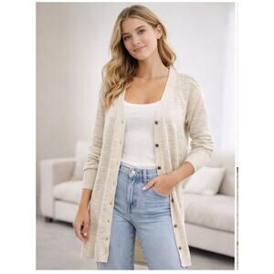Free People NWT Ivory Open Knit Long Cardigan